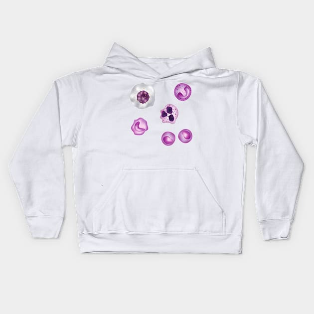 White Blood Cells WBCs Pattern Monocytes Kids Hoodie by labstud